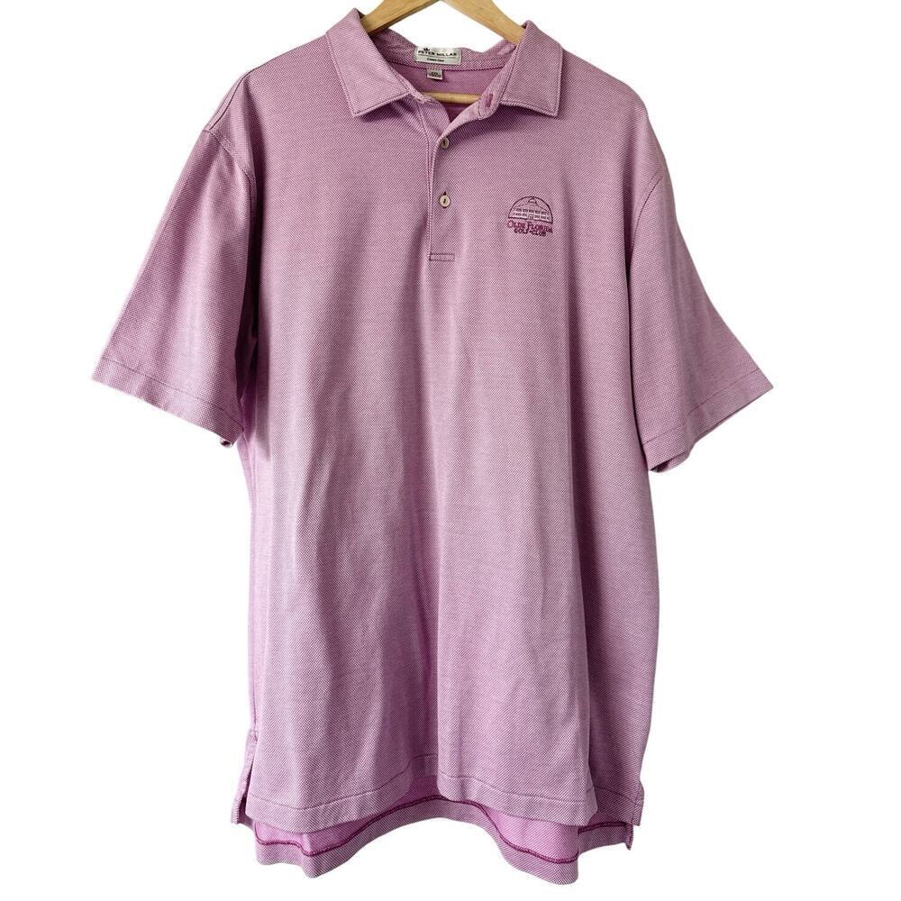 Peter Millar Golf Polo Shirt Mens Size XXL Purple Crown Ease Country Club Logo